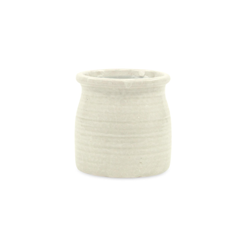 Pot à fleurs en céramique Mott, Blanc, H 4 po x l 3,75 po x P 3,75 po
