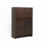 Desk Cabinet, With Storage Drawer & Shelves, Fold-Up Desktop