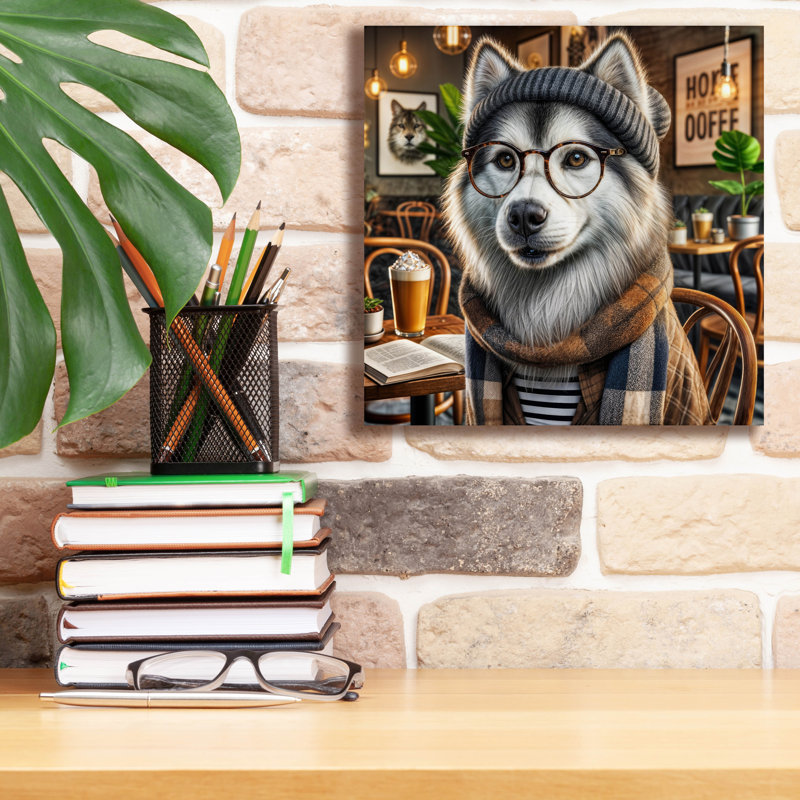 «Hipster Dog - Siberian Husky» par Rey Klimt, art mural sur toile, H 12 po x l 12 po x P 0,75 po