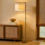 Montage Modern 60" Gold LED Floor Lamp with White Fabric Drum Shade, Bulb Included-183064411-266565200