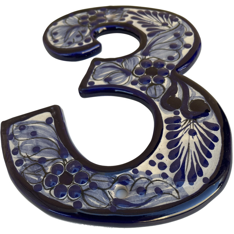 Carreau mexicain Majolica Rancho Adresse numéro de maison trois