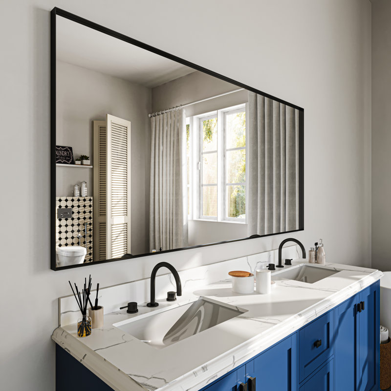 Miroir de salle de bain mural, Noir, noir, noir, noir, 72 po x 36 po