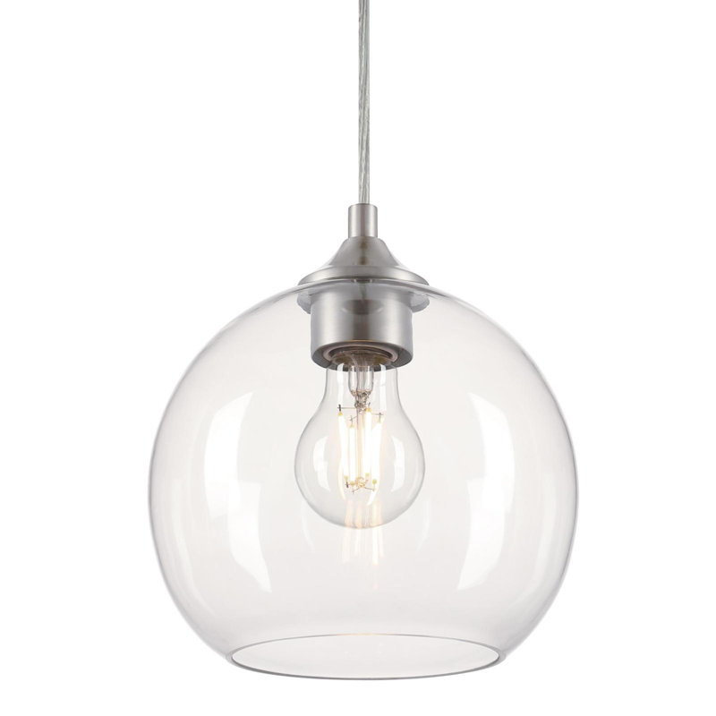 Luminaire suspendu sphère 1 lumière, Nickel brossé
