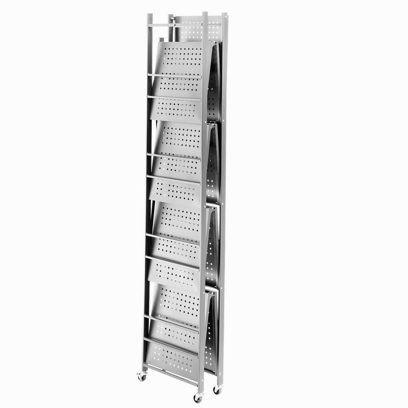 Tablette de rangement pliante avec roulettes, Gris, H 72 po x l 32 po x P 14 po