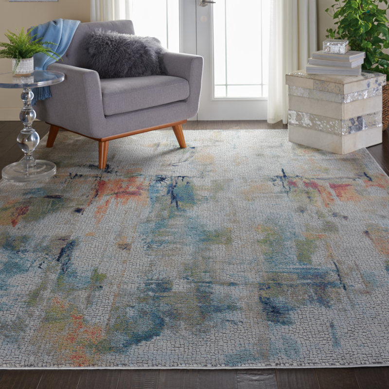 Tapis moderne ivoire, Rectangle 8 pi 10 po x 11 pi 10 po