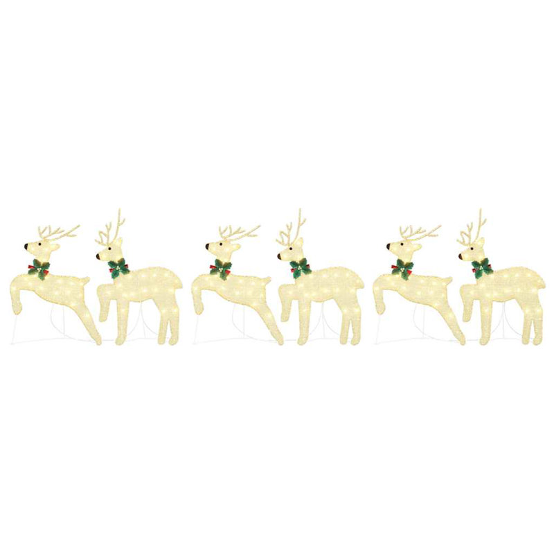 vidaXL LED Reindeers Fabric, Gold