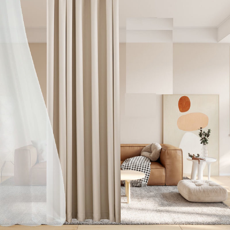 Polyester Blackout Curtain, Beige, 52" W x 102" L