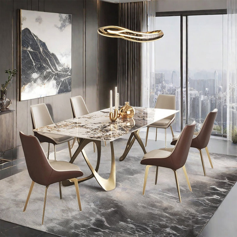 Light luxury modern home dining table sets, 29.5" H x 59.1" L x 31.5" W