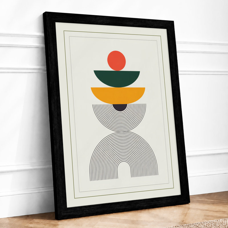 Balance Geometric - Framed Print, A2 - 59.4 x 42.0 cm, Black