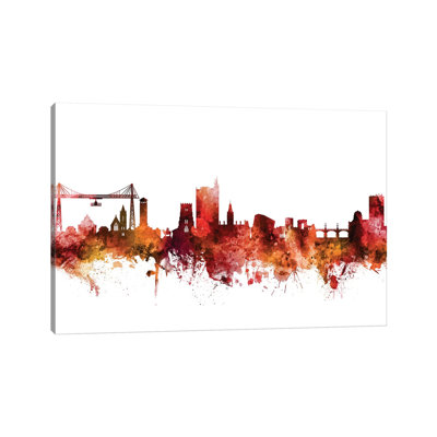 Newport, Wales Skyline by Michael Tompsett - 1 Piece Wrapped Canvas Wall Art