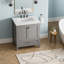 Meuble-lavabo autoportant de 30 po avec lavabo, comptoir en marbre d'ingénierie Carrara avec lavabo rectangulaire encastré en céramique, porte à fermeture en douceur, structure en bois entièrement assemblée, gris