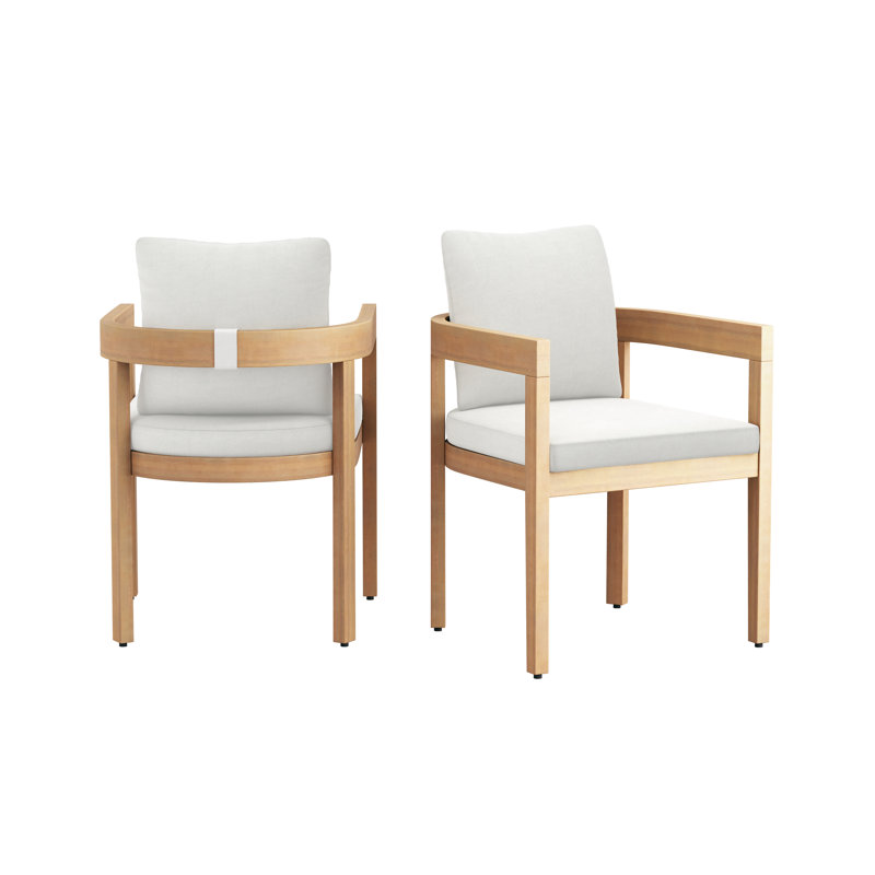 Chaise de patio en bois d'acacia massif Pablo (ensemble de 2), naturel / blanc