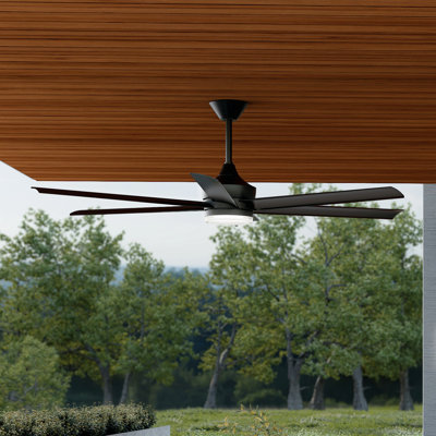 Ventilateur de plafond intérieur / extérieur 65 po 6 pales en noir mat avec pales noir mat Solen
