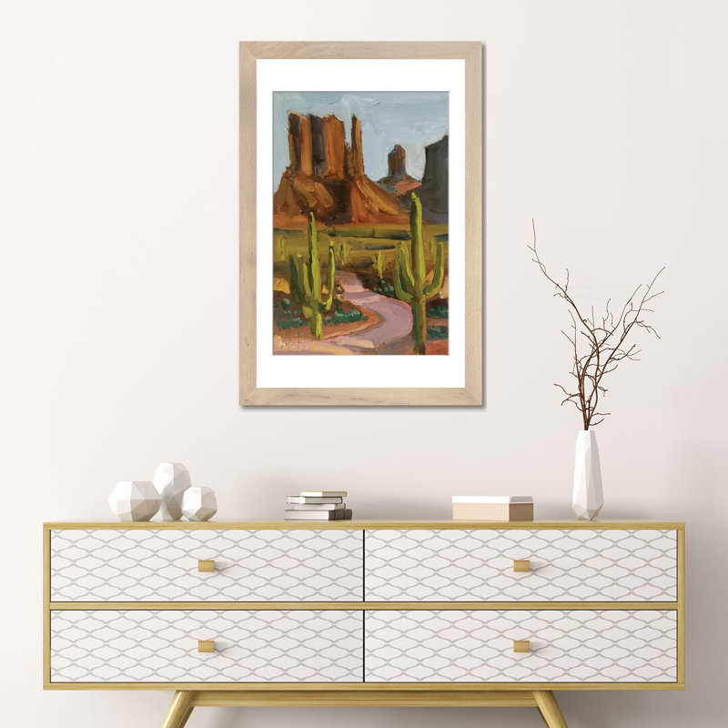 Paysage de canyon - reproduction d'art mural - papier d'art encadré, 24 po x 16 po, Papier encadré, Beige