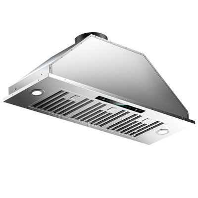 Hotte de cuisinière encastrable 36 pouces 900 pi³ / min en acier inoxydable à 4 vitesses et commande tactile avec lumières DEL