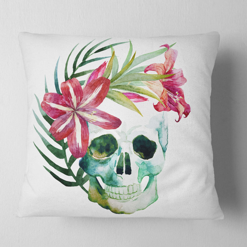 Coussin floral avec aquarelle, 16 po x 1 po, Carré
