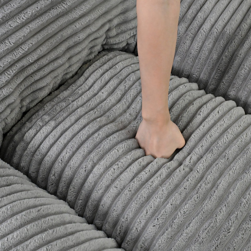 Fauteuil à billes et chaise longue en velours côtelé Compression, Velours côtelé gris pâle