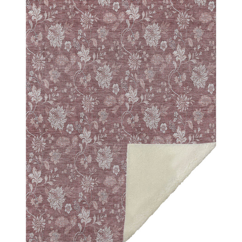 Jeté Sherpa ASB653 moderne lavable à la machine Addison, ASB681 Floral, Rosé