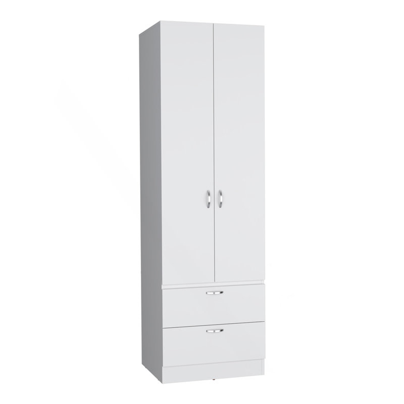 H 76 po, tringle suspendue, 2 tiroirs, 1 tablette, blanc, Blanc