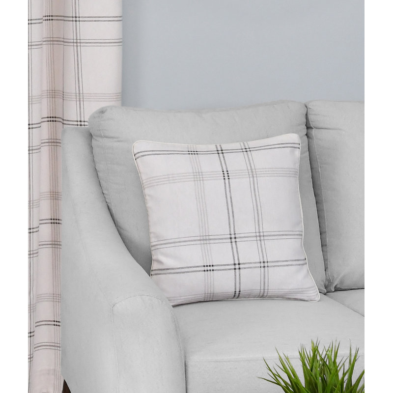 Printed Check Square Throw Cushion, Natural
