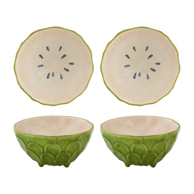 Tropical Fruits Earthenware Dessert Bowl