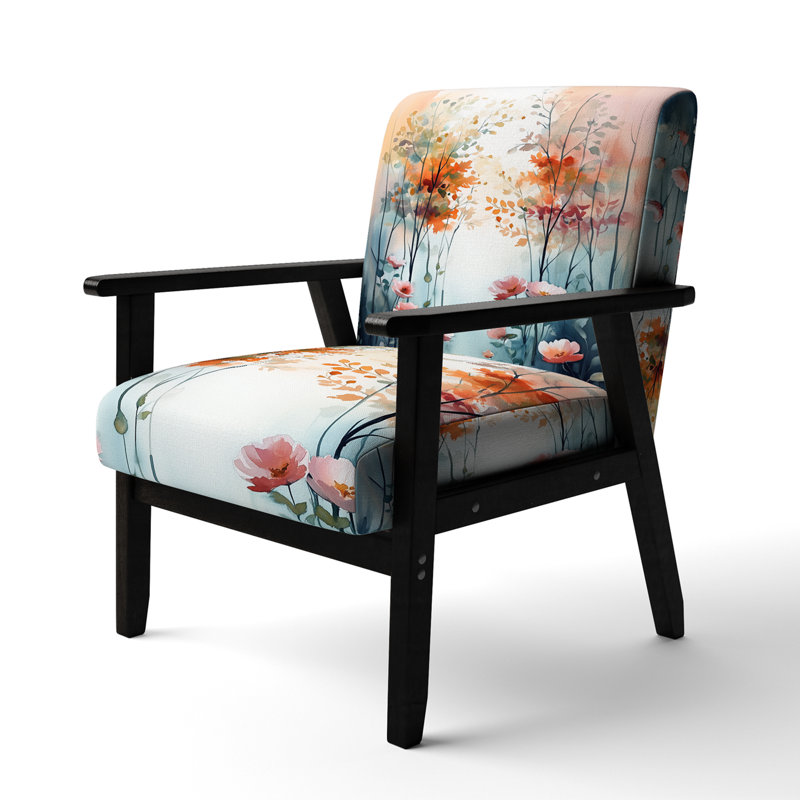 Chaise d'appoint Forest - fauteuil Delicate Spring Forest Blooms II, Black Square Arms