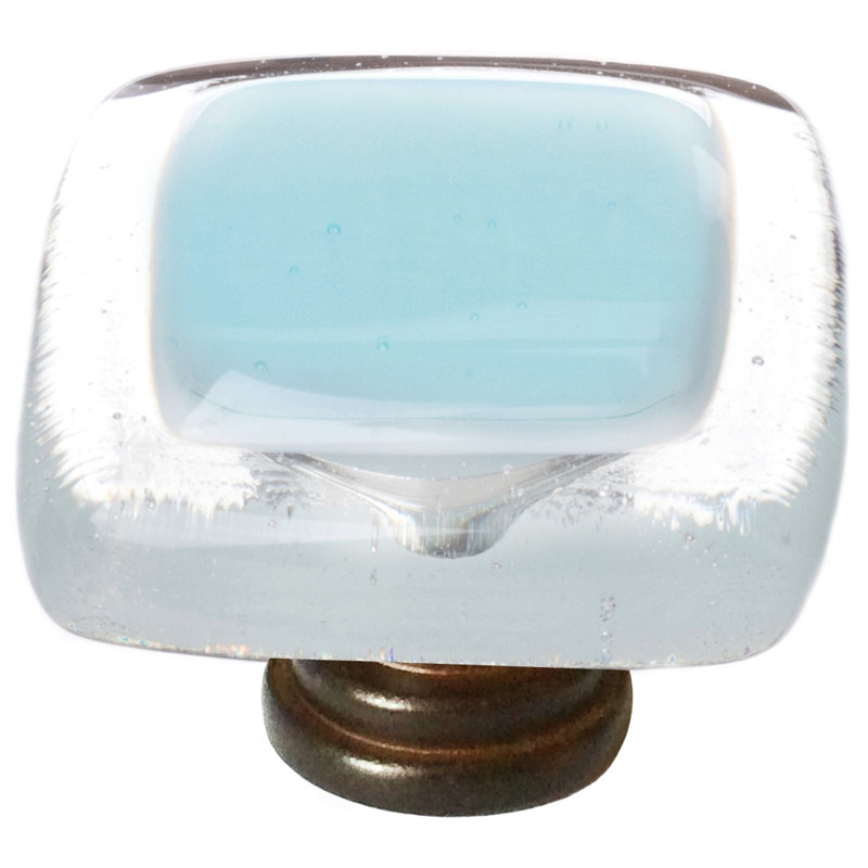 Poignée d'armoire carrée 1 1 "en turquoise clair, Nickel satiné, Aqua pâle