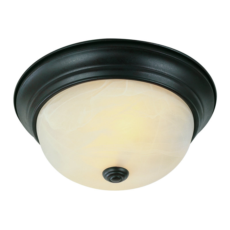 Plafonnier encastré 2 lumières Duron, Bronze huilé, H 6 po x l 11 po x P 11 po