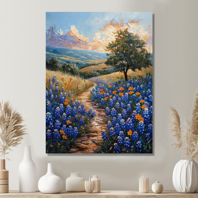 Décoration bleue bleue prairie bleue Bonnets bleus III - Bonnets bleus, H 32 po x l 24 po x P 1 po