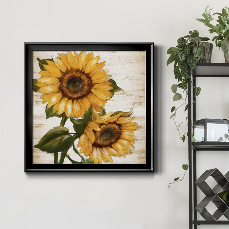 Sunflower Summer II - peinture sur toile encadrée, H 17,5 po x l 17,5 po x P 1,5 po, Toile avec cadre noir