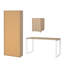 Ensemble de bureau Embrie 3 pièces : caisson mobile à 3 tiroirs, bureau de 150 cm avec pieds en acier et bibliothèque à 6 étagères avec portes, coloris Jackson Hickory/Blanc-791803375