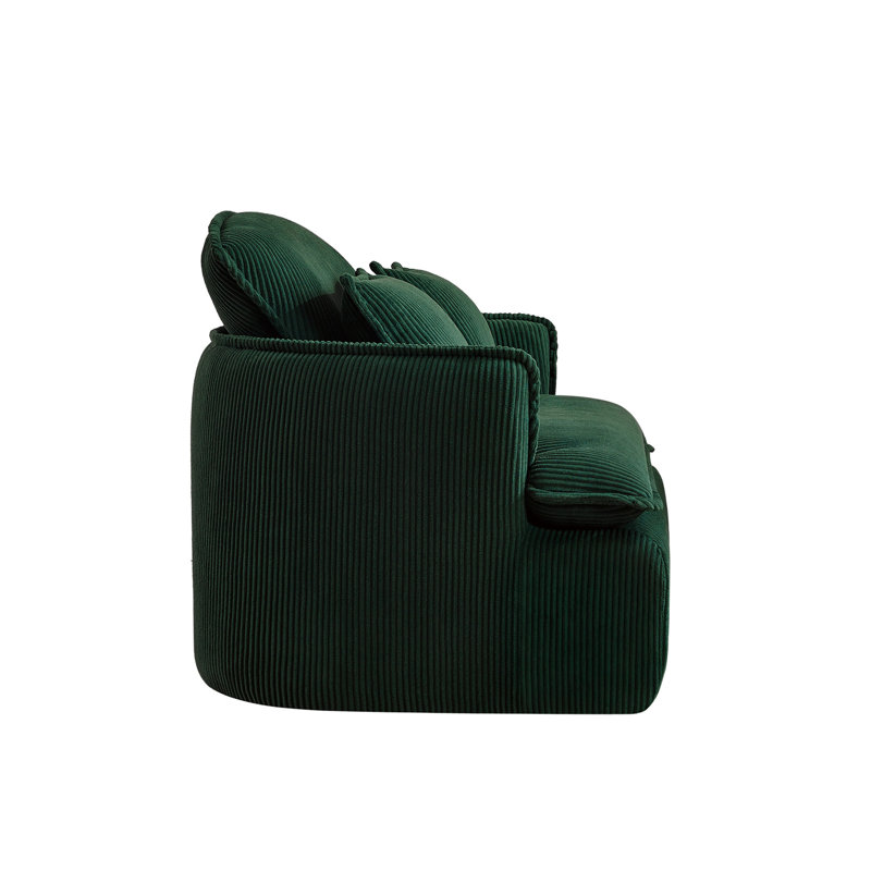Fauteuil convertible en tissu de velours côtelé pour petit espace, Vert