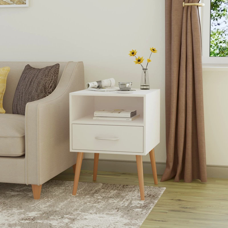 Cascade 106.68cm W Manufactured Wood Bedside Table, White