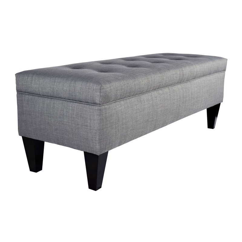 Gaither Polyester Upholstered Storage Bench, Dark Gray