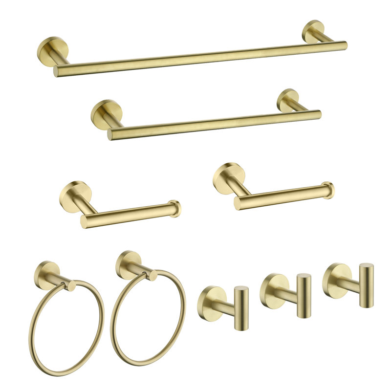 9 - Piece Bathroom Hardware Set, Brushed Gold