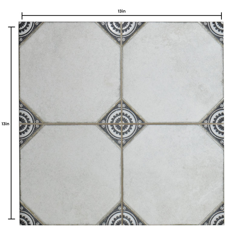 BATCH | Madrid 13" X 13" | Porcelain Floor and Wall Tile, Black