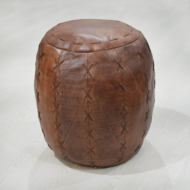 Copano Leather Pouf