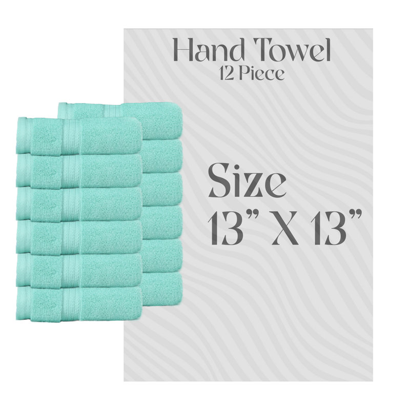 Elegance Essentials 550GSM 100% Cotton Zero Twist Super Absorbent Wash Cloth (Set of 12) - 13"x13", Turquoise