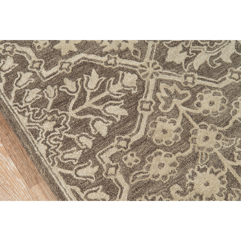 Tapis oriental en laine touffeté à la main brun, Rectangle 5 pi x 8 pi