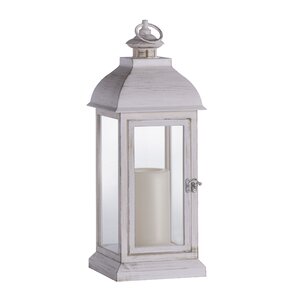 15.7'' Battery Powered Integrated LED Outdoor Lantern with Electric Candle