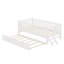 Lit plateforme en bois avec garde-corps et lit gigogne-348429107