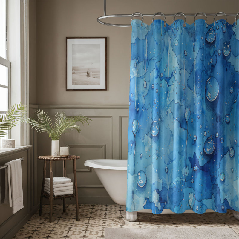 Rideau de douche Raindrop Blues - Premium, H 74 po x l 71 po