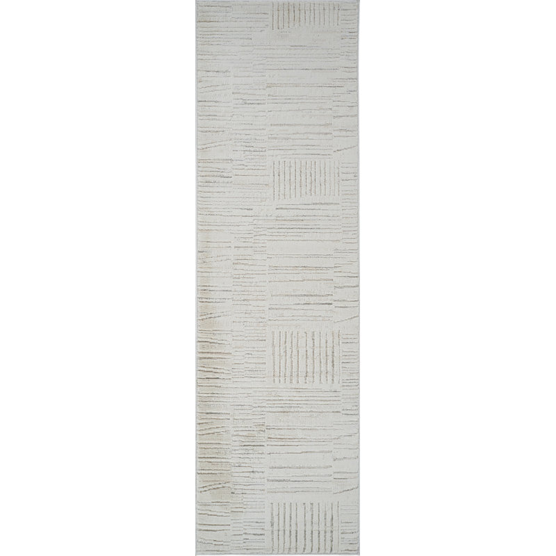 Rug Modern Indoor Area Rug, Beige Cream., Runner 2'3" x 8'