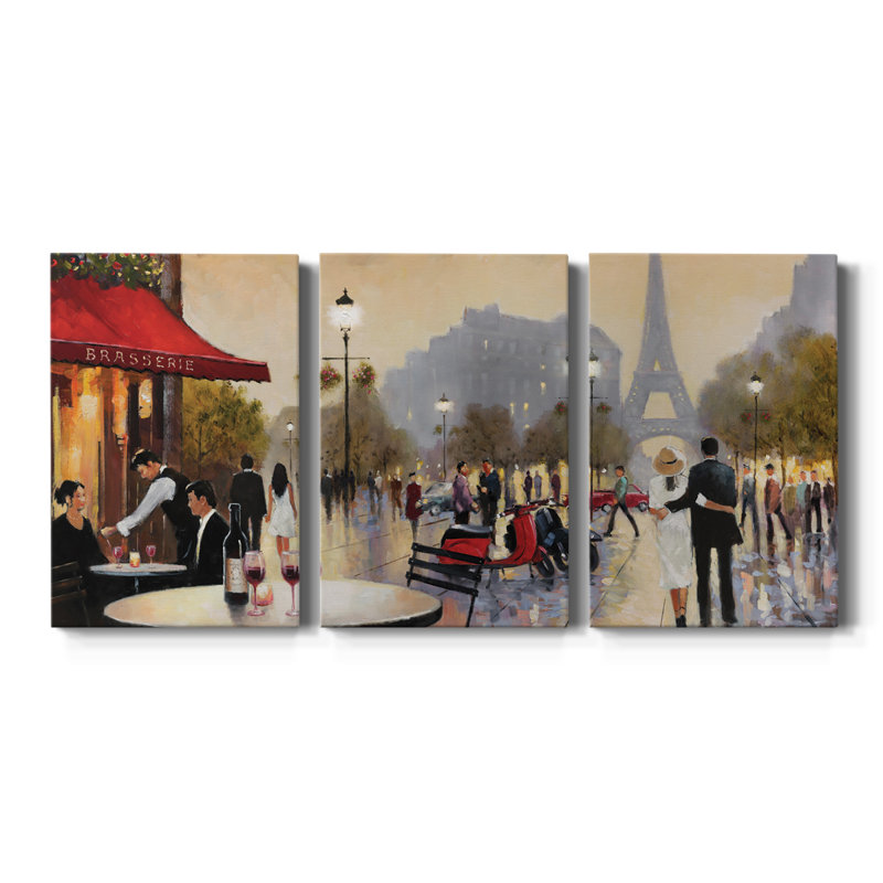 Paris Stroll - toile tendue avec châssis de qualité supérieure - prête à être accrochée, H 18 po x l 36 po x P 1 po