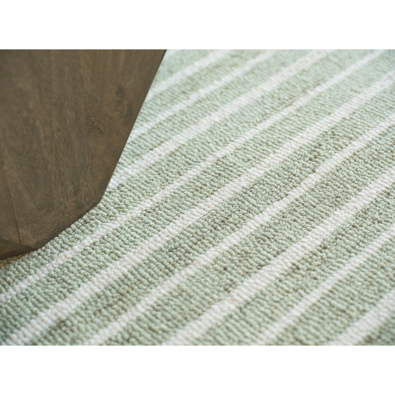Dusseldorf Handmade Hand Tufted Sage Green/Ivory Area Rug, Rectangle 9' x 12'