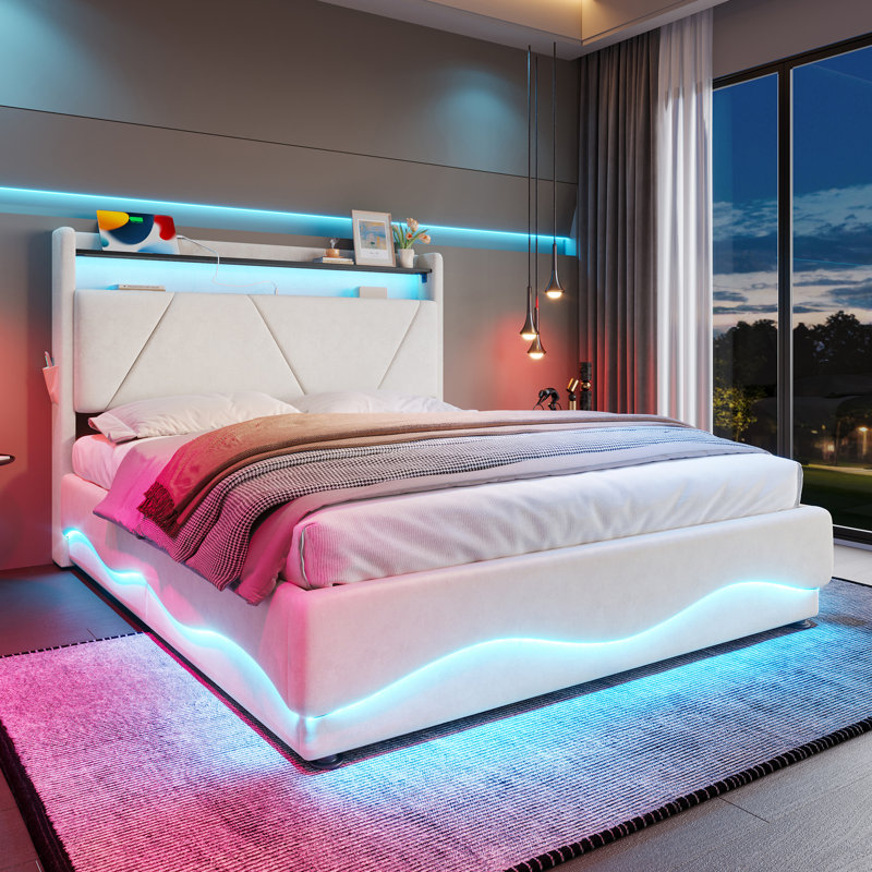 Metal Bed, Beige