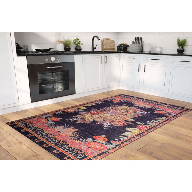 Tapis luxueux lavable à la machine, 4,9 x 7,5 pieds, 100% polyester, 1850 g / m², hauteur des poils: 0,2 pouce | Envers écologique en polyester recyclé | Parfait pour le salon et la chambre à coucher, conception douce et durable
