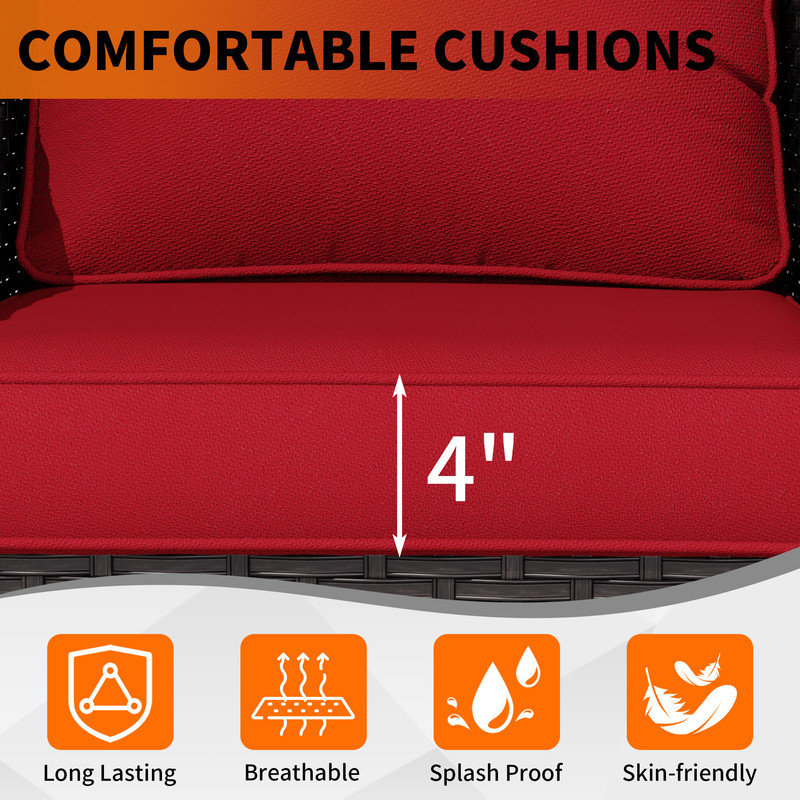 Patio Conversation Sets with Cushions, Red