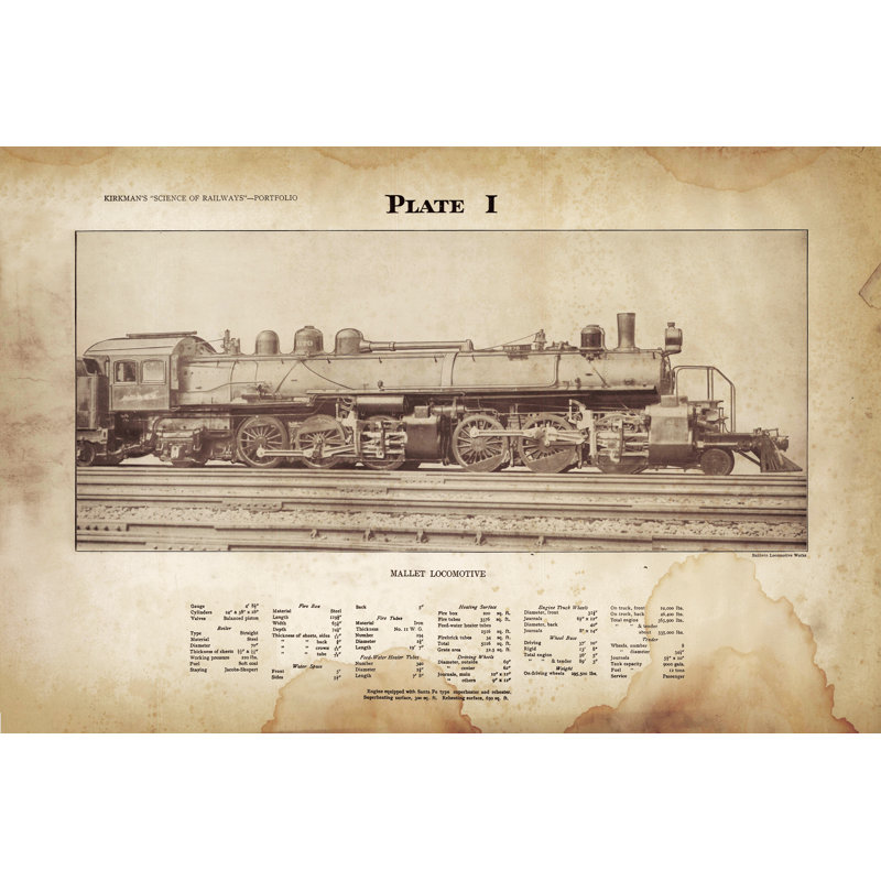 Mallet Locomotive - Wrapped Canvas Art Prints, 20cm H x 30cm W x 3.8cm D, Brown