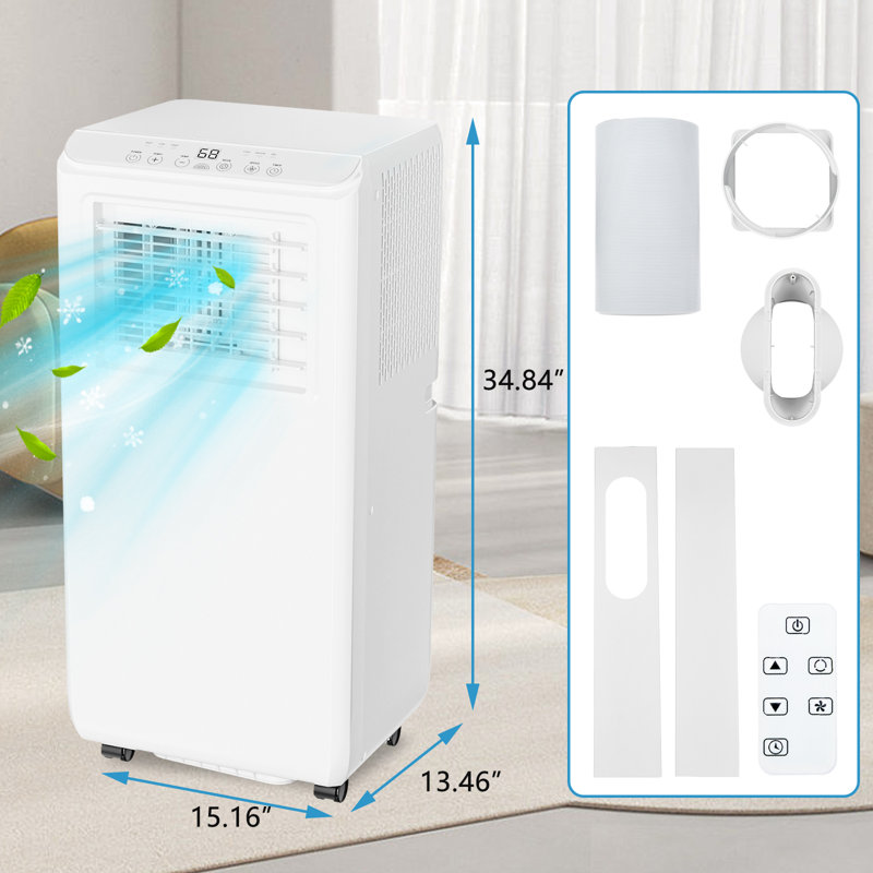 Climatiseur portatif 8 000 BTU - climatiseur 3-en-1 avec refroidissement, déshumidificateur, ventilateur - affichage numérique, télécommande, minuterie 24H, 2 vitesses de ventilateur, écoénergétique silencieux - refroidit jusqu'à 350 pieds carrés - Chambre, bureau, dortoir
